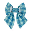 Blue Checkered Sailor Bow