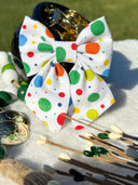 Rainbow Confetti Polka Dot Sailor Bow