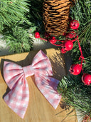 Pink Peppermint Gingham Sailor Bow