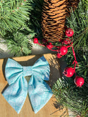 Aqua Snowflake Sailor Bow
