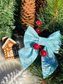 Aqua Snowflake Sailor Bow