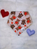 Teddy Bear with Heart Hug - Pet dog cat snap on reversible pet bandana accessories