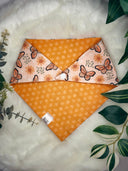 Orange Butterflies - Pet dog cat snap on reversible pet bandana accessories