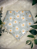 White Flower with Bees - Pet dog cat snap on reversible pet bandana accessories