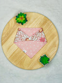 Pink White Flowers - Pet dog cat snap on reversible pet bandana accessories