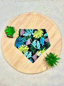 Midnight Fronds Palm Leaves - Pet dog cat snap on reversible pet bandana accessories