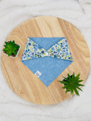 Blue Flower Power - Pet dog cat snap on reversible pet bandana accessories