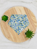 Blue Flower Power - Pet dog cat snap on reversible pet bandana accessories