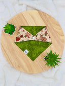 Forest Mushroom Deer Fox Plaid - Pet dog cat snap on reversible pet bandana accessories