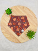 Pumpkin Floral - Pet dog cat snap on reversible pet bandana accessories