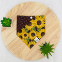 Brown Sunflowers - Pet dog cat snap on reversible pet bandana accessories