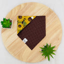Brown Sunflowers - Pet dog cat snap on reversible pet bandana accessories