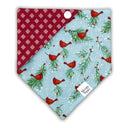 Red Cardinals Winter - Pet dog cat snap on reversible pet bandana accessories