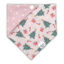 Pink Christmas Tree Gifts Presents - Pet dog cat snap on reversible pet bandana accessories