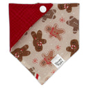 Gingerbread Man Loves Candy Cane - Pet dog cat snap on reversible pet bandana accessories