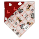 Charlie hearts valentines - Pet dog cat snap on reversible pet bandana accessories