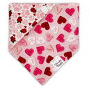 Sweet heart candy rose paw prints- Pet dog cat snap on reversible pet bandana accessories