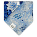 Winter blue florals in snow - Pet dog cat snap on reversible pet bandana accessories