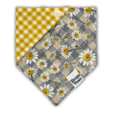 White Sunflowers on Gingham - Pet dog cat snap on reversible pet bandana accessories