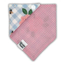 Pink Floral Flower on Gingham - Pet dog cat snap on reversible pet bandana accessories