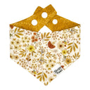 Amber Woods - crunchy orange floral flowers sprout bloom in mushroom meadow - Pet dog cat snap on reversible pet bandana accessories