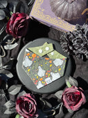 The Haunted Harvest - cottagecore woodland ghosts in pumpkin patch - Pet dog cat snap on reversible pet bandana accessories
