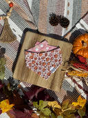 Sip of Autumn - cozy pumpkin spice latte drink - Pet dog cat snap on reversible pet bandana accessories