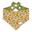 Golden Meadows - sunflower field fall leaves pumpkin mushroom - Pet dog cat snap on reversible pet bandana accessories