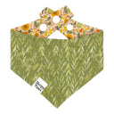 Golden Meadows - sunflower field fall leaves pumpkin mushroom - Pet dog cat snap on reversible pet bandana accessories
