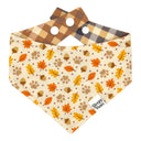 Autumn Strolls - fall leaves acorn paw print- Pet dog cat snap on reversible pet bandana accessories