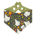 The Haunted Harvest - cottagecore woodland ghosts in pumpkin patch - Pet dog cat snap on reversible pet bandana accessories