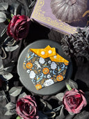Monster Mash - ghost witch hat mummies floral flowers - Pet dog cat snap on reversible pet bandana accessories